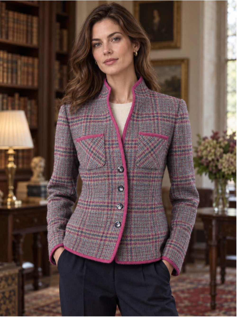 Brian Tucker Jacket Women’s 8 Pure Wool Plaid British Countryside Dark Academia